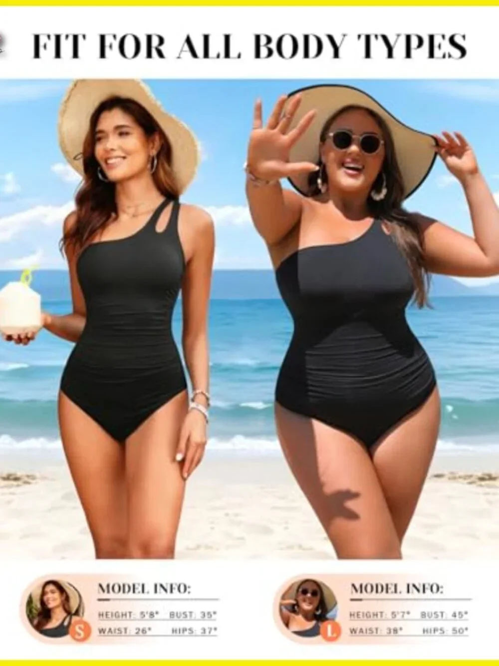 One Shoulder One Piece Swimsuit Tummy Control Modest Full Coverage Keyhole